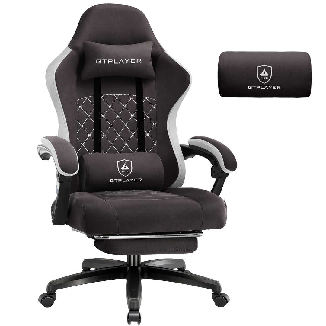 GTPLAYER Gaming Stuhl Stoff, Gaming Sessel mit Taschenfederkissen, ergonomischer Drehstuhl, Gamer St