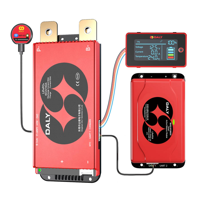 DALY BMS Balance 12V 150A Display – Smart 1A Active Balance BMS 4S mit 3 Zoll LCD Toucscreen WiFi Bl