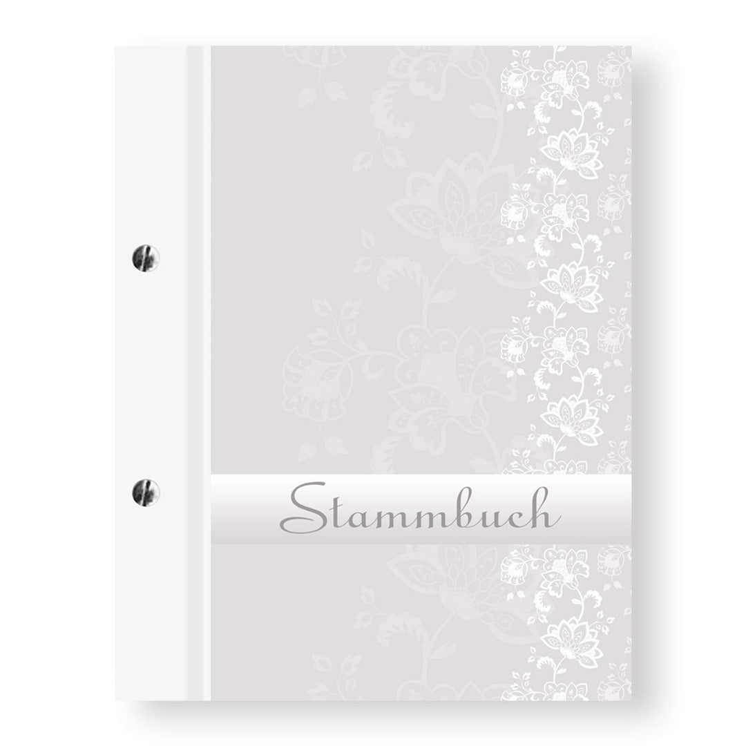 Stammbuchshop stb_lace_hellgrau_a5 Familienstammbuch, Grau, 23 x 18 x 1,7 cm