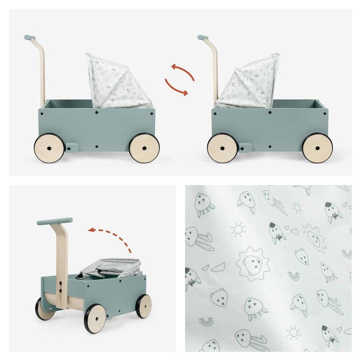 Hauck Learn to Walk Dolls - 2in1 Puppenwagen &amp; Lauflernwagen aus Holz für Kinder ab 12 Monaten inklu