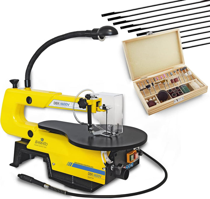 BAMATO DEK-1600V_SET2 | Dekupiersäge inkl. 10 Sägeblätter und 103 tlg. Werkzeug-Set