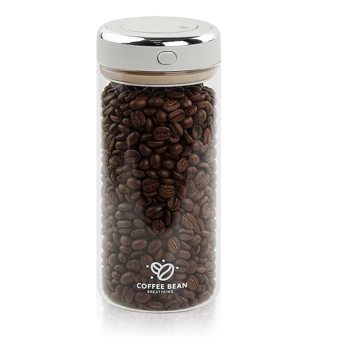 1.7L Kaffeedose Luftdicht Glas, Kaffeebohnen Behälter mit Einwegventil und Datumsanzeige Transparent