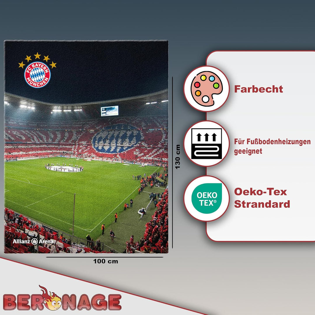FC Bayern München Teppich Allianz Arena 100 x 130cm rutschhemmend lärmhemmend Fan-Teppich Kinder-Tep