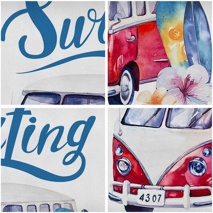 Bilder auf Leinwand Aquarell Surfbrett Palme Bäume Leinwandbild 70x50cm Wandbilder Dekoration Wohnzi