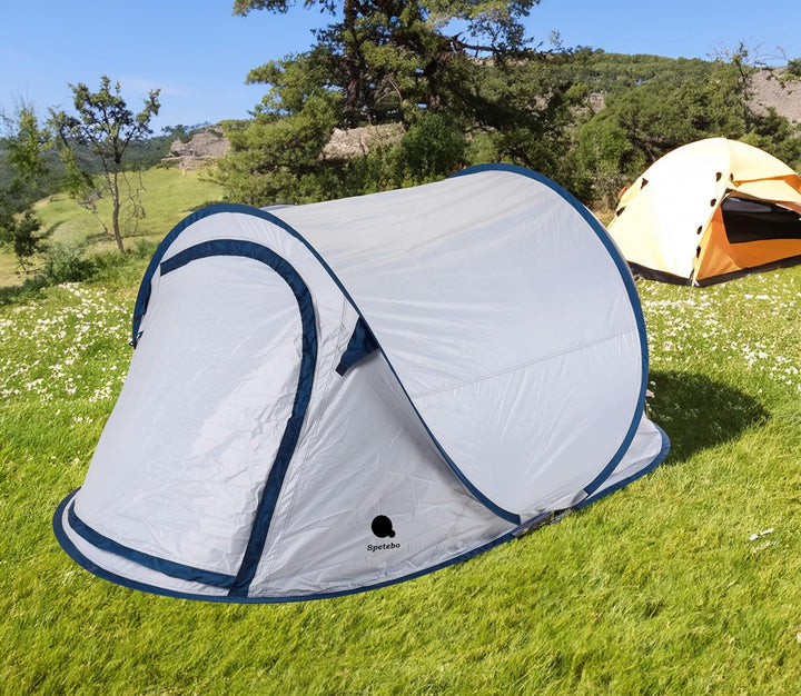 Pop Up Wurfzelt für 2-3 Personen in blau, grün oder Silber - Trekking und Camping Sofortzelt - Autom