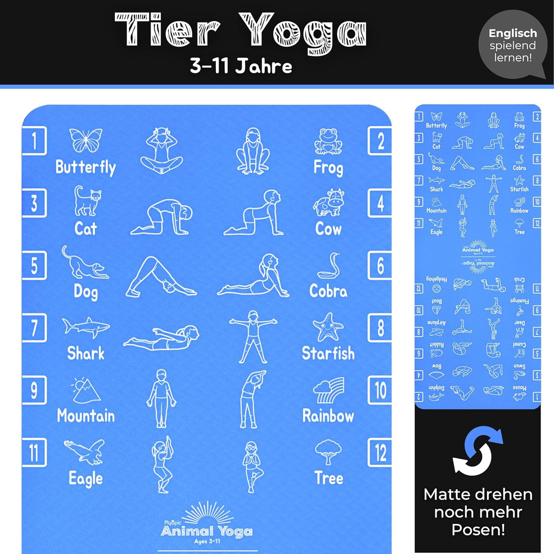 Plyopic Kinder Yogamatte – Leicht, Rutschfest, TPE Fitnessmatte – Ideal für Jungen &amp; Mädchen (3–12 J