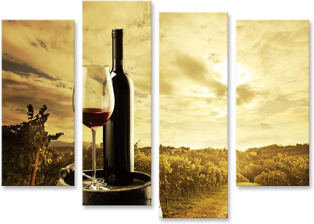 islandburner Bild auf Leinwand Rotweinflasche Und Weinglas Auf Gewölbtem Fass Bilder Wandbilder Post