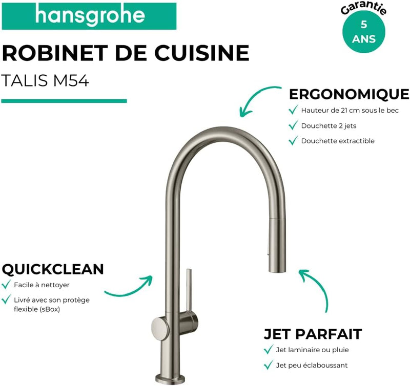 hansgrohe Küchenarmatur Talis M54 (Wasserhahn Küche mit Schlauchbox, 360° schwenkbar, ausziehbare Br