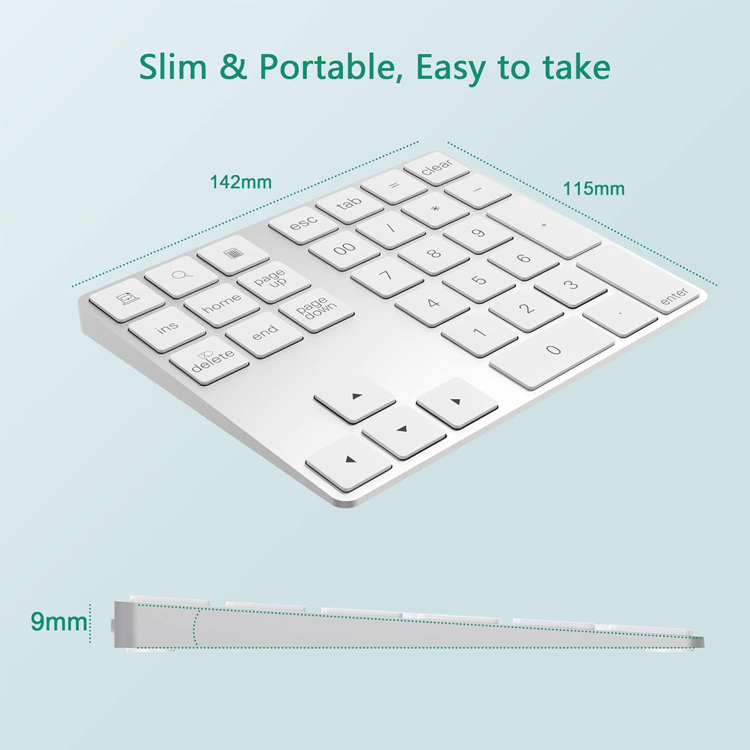 Bluetooth Ziffernblock, Bluetooth Nummerntastatur 34-Tasten, Wireless NumPad kabellose Nummer Tastat
