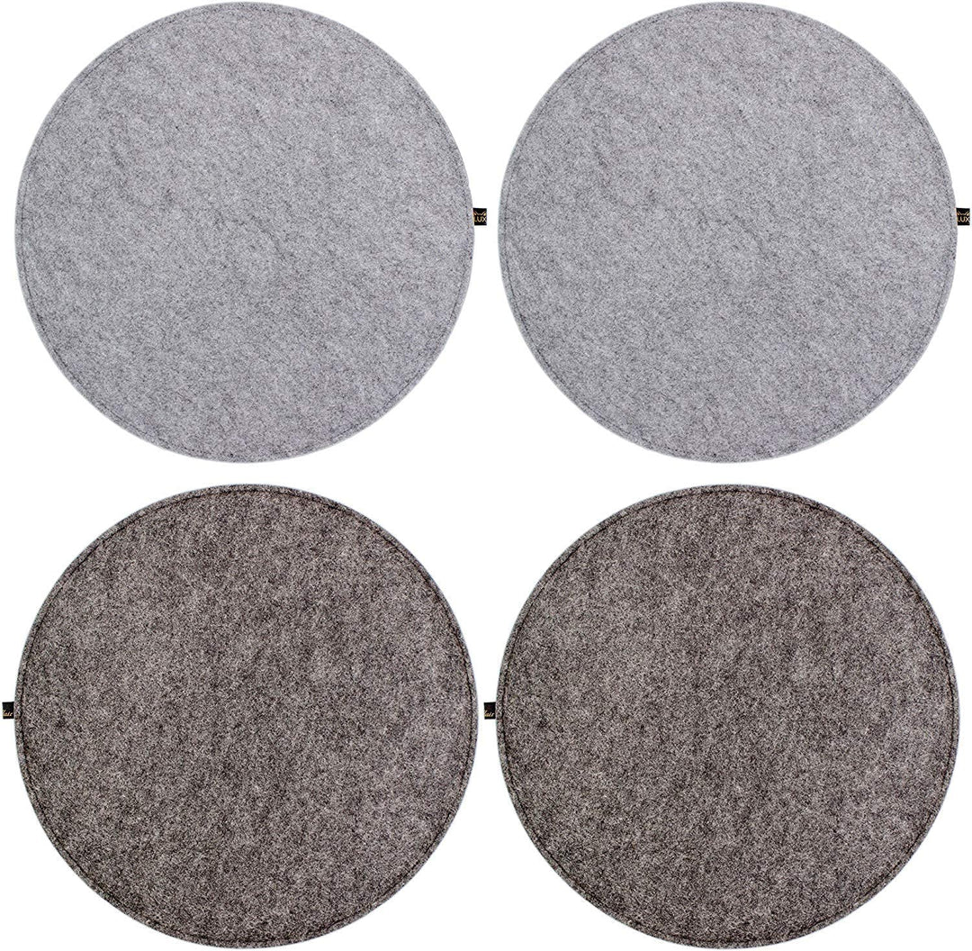 Luxflair Sitzkissen 4er Set Filz rund 35cm, 2-farbig: dunkelgrau/Graumeliert, zum Wenden. Gepolstert