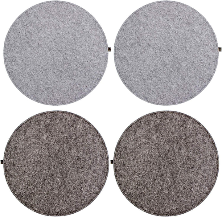 Luxflair Sitzkissen 4er Set Filz rund 35cm, 2-farbig: dunkelgrau/Graumeliert, zum Wenden. Gepolstert