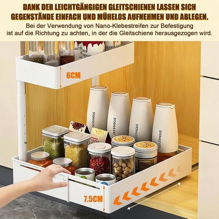 Spülschrank Organizer Ausziehbar – 2 Etagen Unterschrank Organizer Küche Höhenverstellbar & Ausziehb