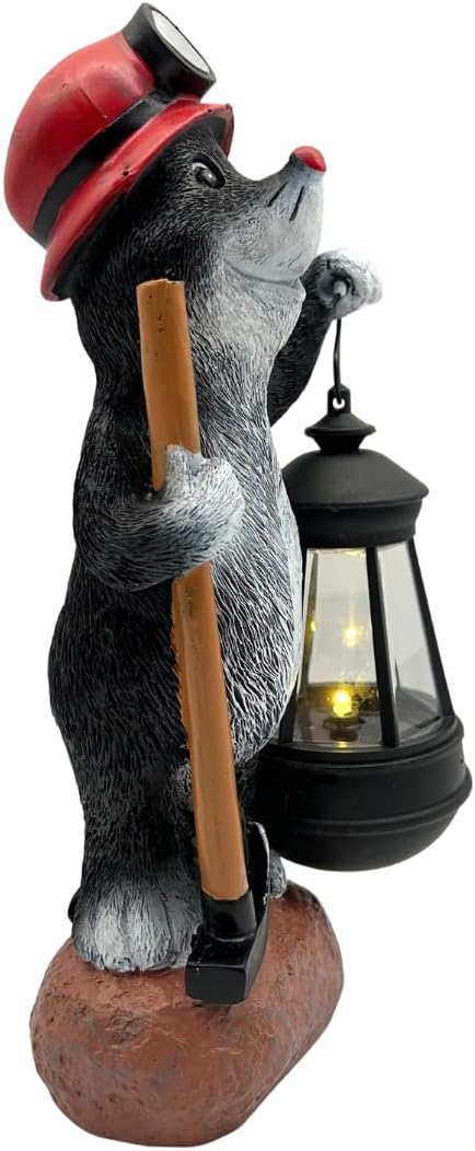 abc HOME | Gartenfigur Maulwurf mit Laterne | LED | Solarpanel | Lichtsensor