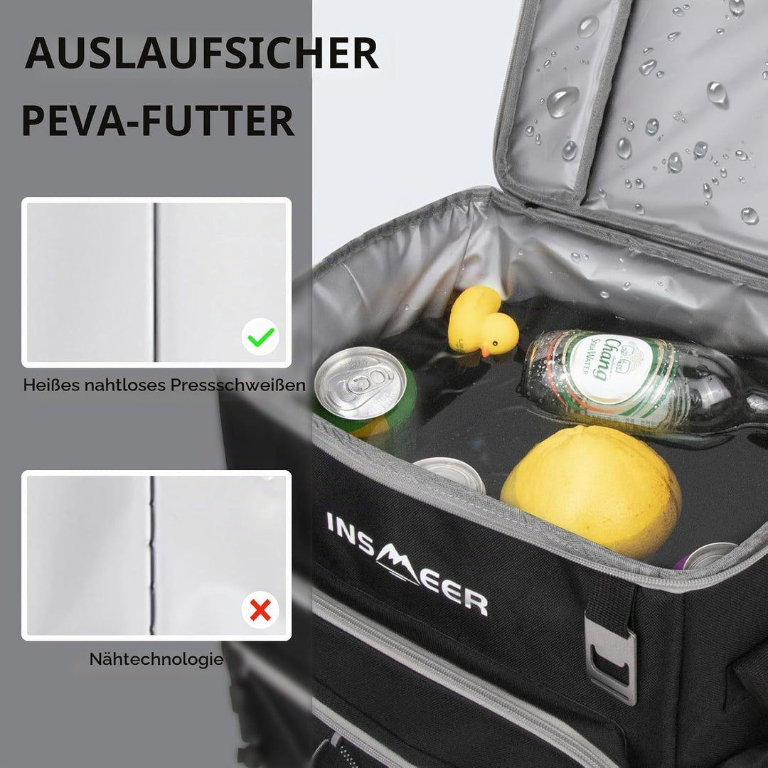 INSMEER Kühltasche Gross mit Rollen, 40L / 60 Can Kühltasche Faltbre, Wasserdicht Einkaufswagen Stra