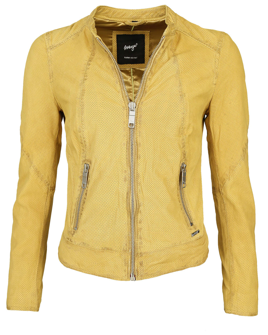 MAZE Damen Lederjacke Mabel S Gelb, S Gelb