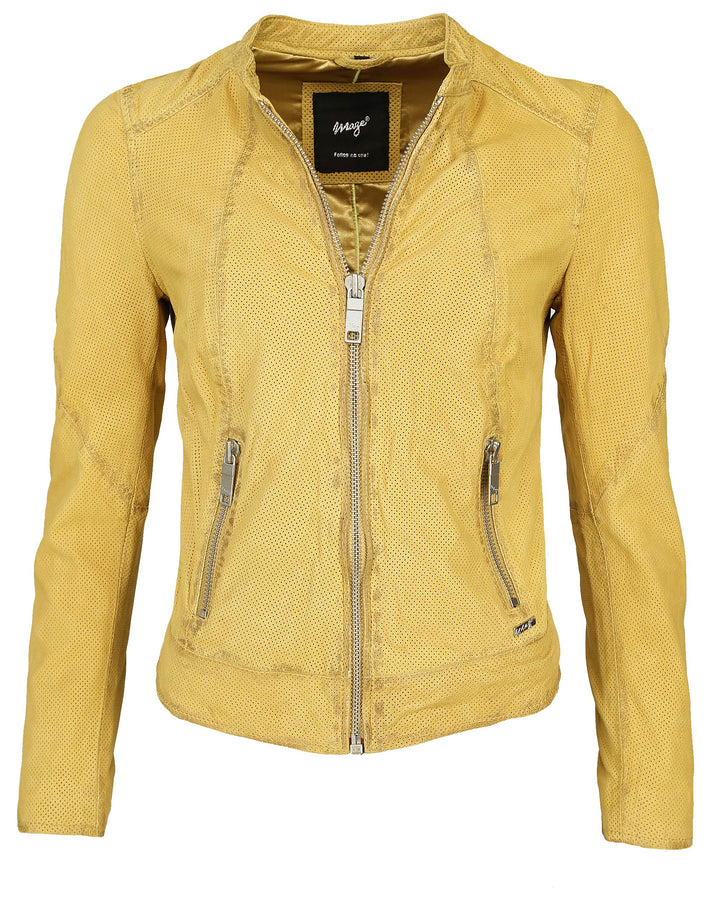 MAZE Damen Lederjacke Mabel S Gelb, S Gelb