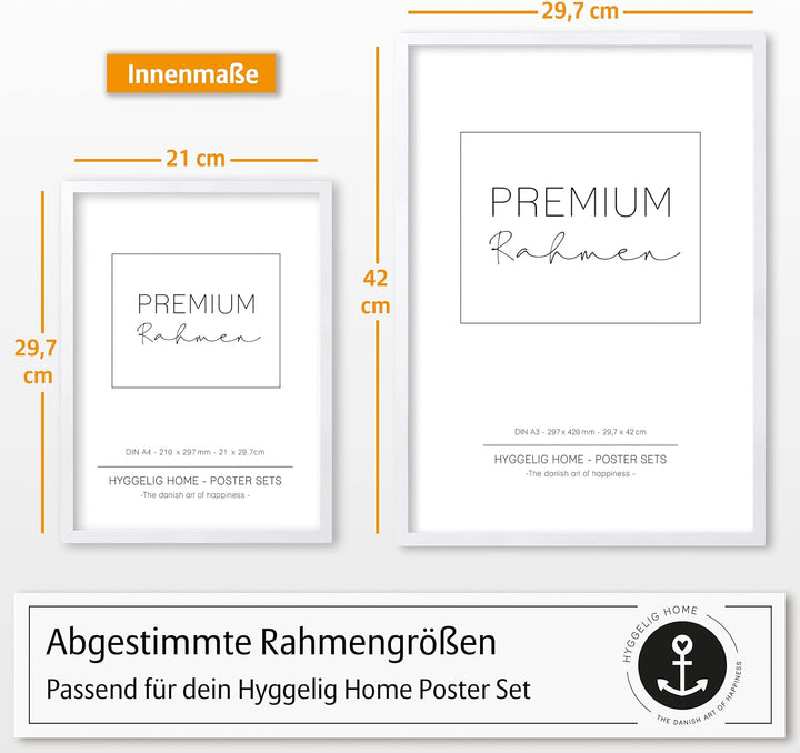 Hyggelig Home Premium Poster Set - 7 harmonische Bilder Palme schwarz weiss - Set Palmenblatt- mit R
