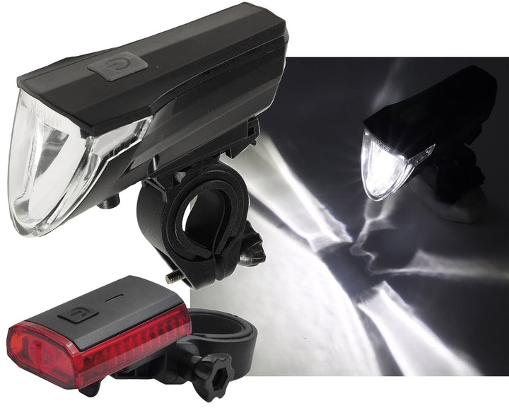 Fahrradleuchten Set Front Rücklicht Akku Aufladbar USB Fahrrad-Licht Sport StVZo zugelassen 60Lux bi