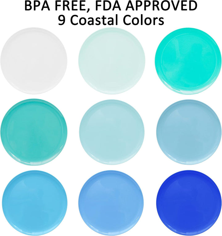 Youngever 9 Stück 25CM Grosse Kunststoff Teller, Mehrweg Plastik Teller Set, Party Geschirr, Mikrowe