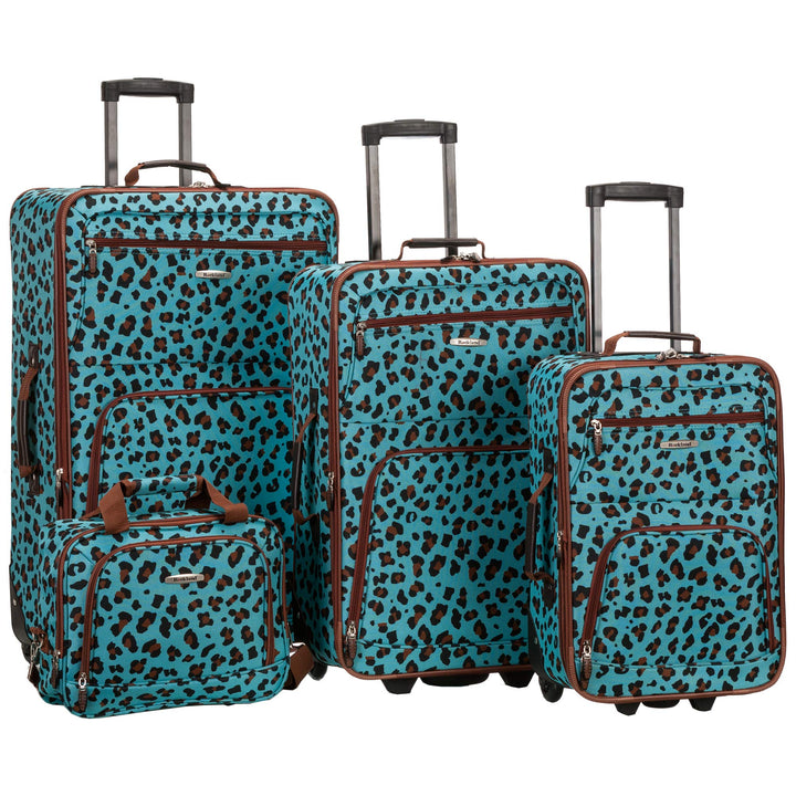 Rockland Jungle Softside Gepäck-Set, Blauer Leopard (Blau) - F125, 4-Piece Set (14/29/24/28) Einheit