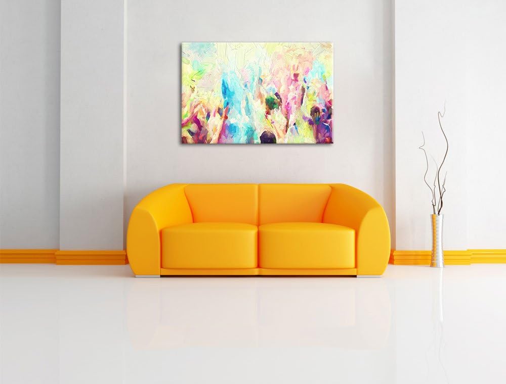 Pixxprint Farben Festival Holi Indien als Leinwandbild/Grösse: 100x70 cm/Wandbild/Kunstdruck/fertig