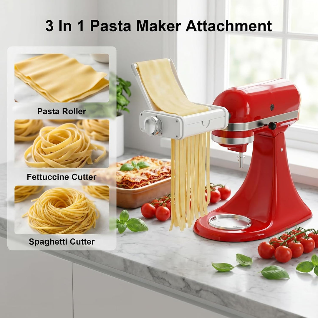 COFUN Nudelaufsatz für KitchenAid Küchenmaschinen, 3-in-1 Nudelmaschine mit abnehmbarer Führungsplat