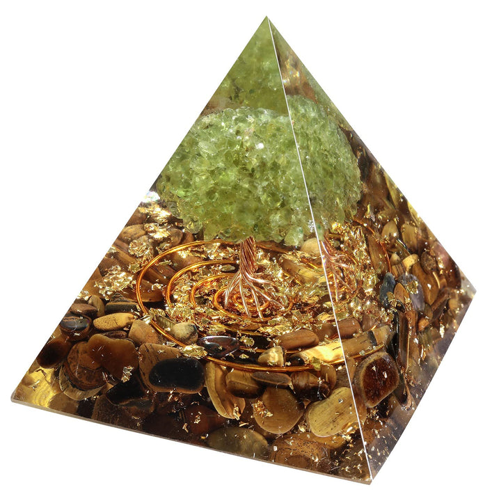 Nupuyai Tigerauge Kristall Pyramide Baum des Lebens Edelstein Pyramide Deko für Yoga Meditation, Zim