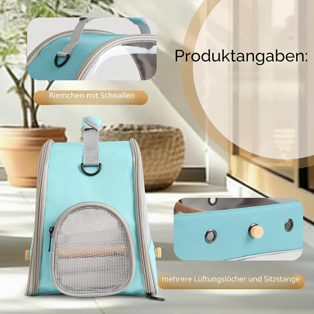 Vogeltrage, tragbare Vogeltasche für Papageien, Sittiche, Wellensittiche, kleine Vögel, mit Edelstah