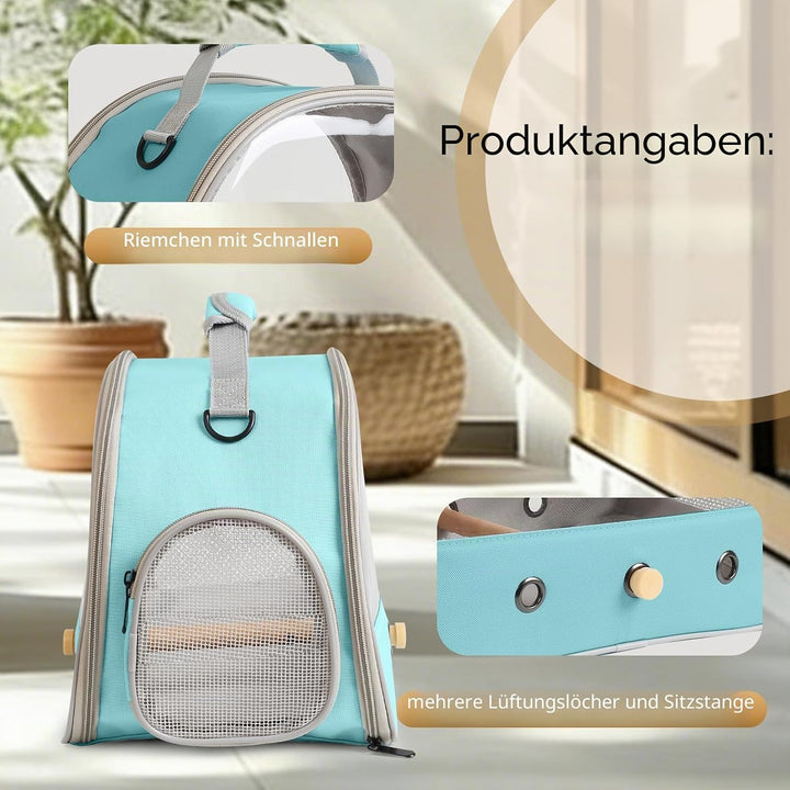 Vogeltrage, tragbare Vogeltasche für Papageien, Sittiche, Wellensittiche, kleine Vögel, mit Edelstah