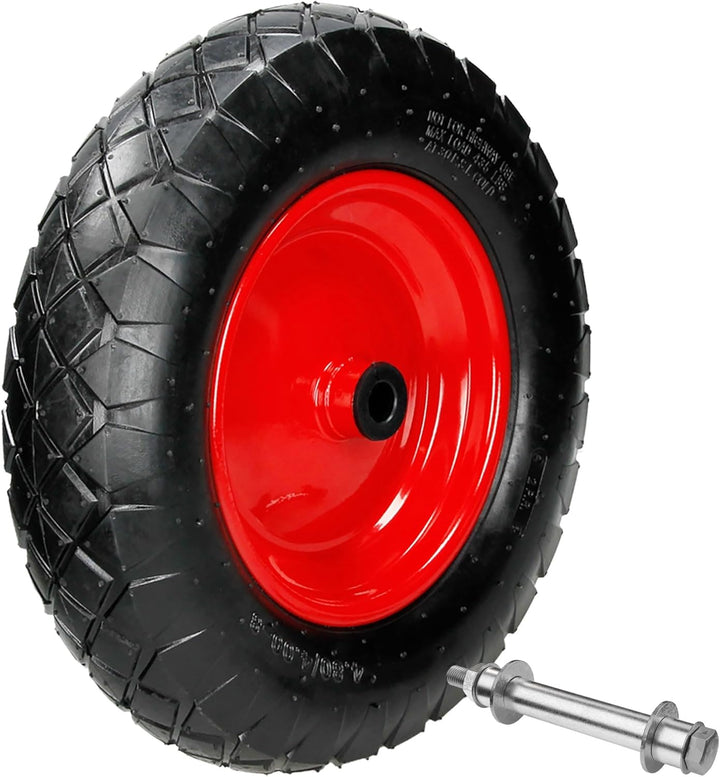 ECD Germany 2er Set Schubkarrenrad luftbereift mit Achse, 4.80/4.00-8, Ø 390 mm, 95 mm Breite, 200 k