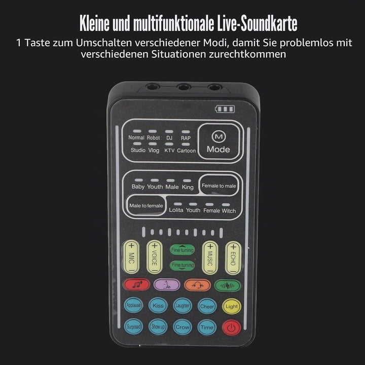 Annadue Voice Changer, I9 Voice Changer Set Tragbarer -Soundkarten-Live-Streaming-Mixer mit Mikrofon