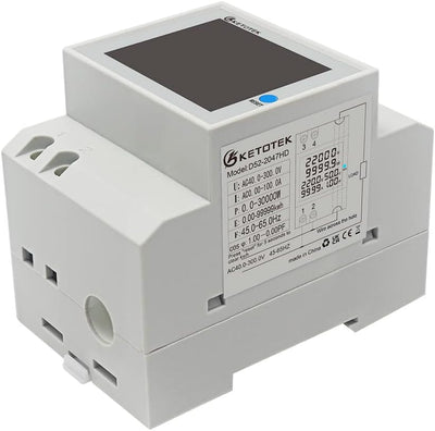 KETOTEK Stromzähler Hutschiene, Digitaler Energiezähler 6in1, AC40-300V 100A Wechselstromzähler KWh