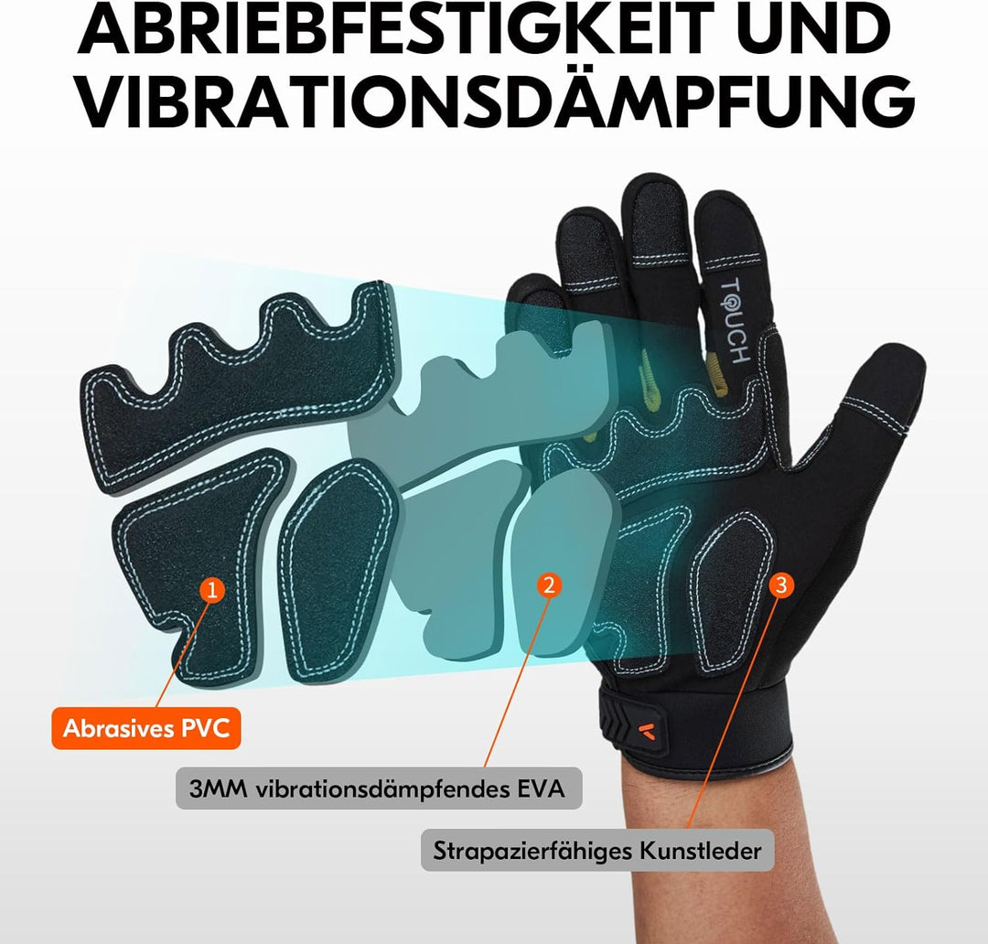 Vgo... 3 Paare hohe Mechnische Arbeitshandschuhe, für grosse Belastungsarbeit, Vibration-Schutz-Hand