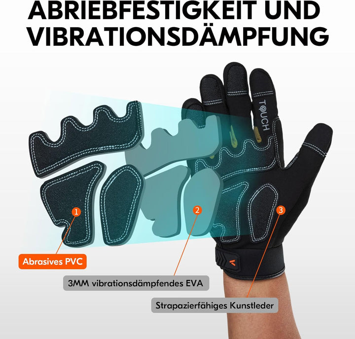 Vgo... 3 Paare hohe Mechnische Arbeitshandschuhe, für grosse Belastungsarbeit, Vibration-Schutz-Hand