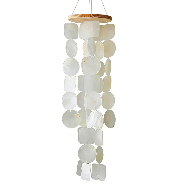 Muschel Windspiel aus echten Capiz Muscheln, Boho Deko Hängend für Balkon Garten Terrasse, 45 cm Win