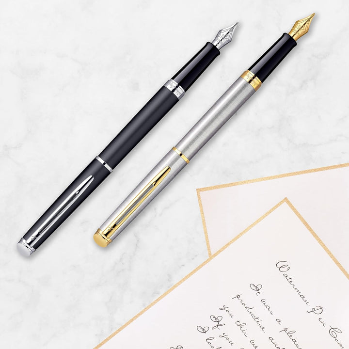 Waterman Hémisphère Füller | Hochglänzend Schwarz mit Zierteile aus 23 K Gold | Füllfederhalter mit