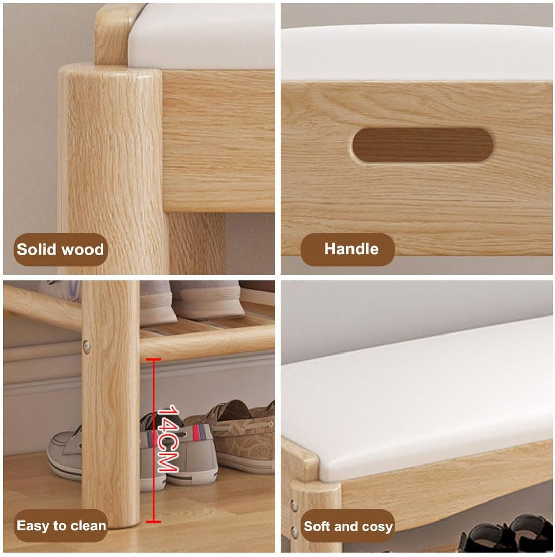 Schuhbank Holz mit Sitzfläche, Sitzbank mit Stauraum Holz, Schuhschrank Klein mit Sitzbank, Schuhreg