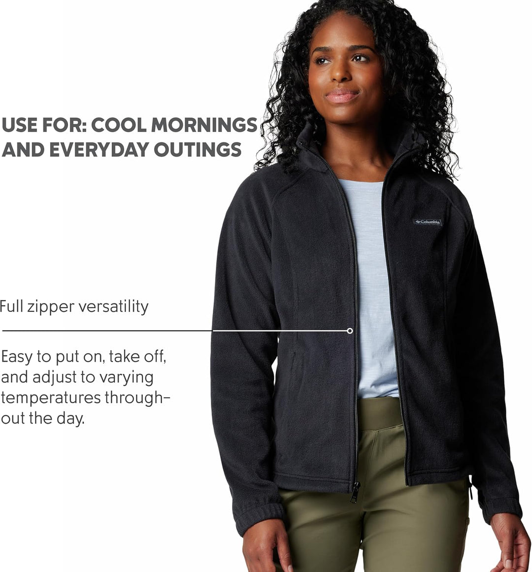 Columbia Benton Springs Damen-Fleecejacke mit durchgehendem Reissverschluss XS Petite Schwarz, XS Pe