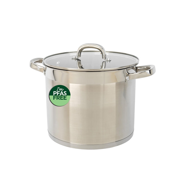 Salter Timeless 24cm Kochtopf - Antihaft-Edelstahl-Kochtopf, 9L, Inklusive Glasdeckel mit Dampfentlü