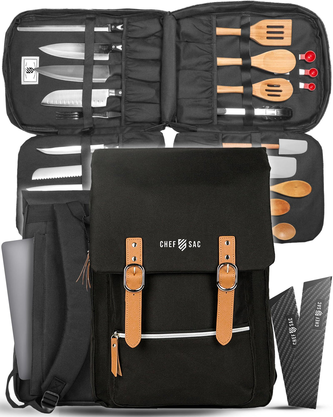 Messertasche, Vintage-Rucksack, 30 + Taschen für Messer und Küchenutensilien, Messer-Tragetasche mit