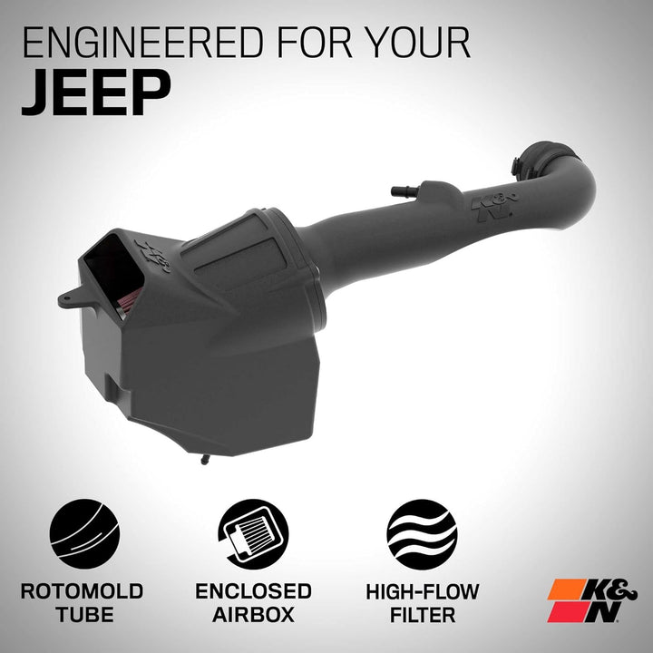 K&N Aircharger Kit kompatibel mit Jeep Wrangler JL 3.6L 2018-2021 (63-1576) Roto-Molded, Roto-Molded
