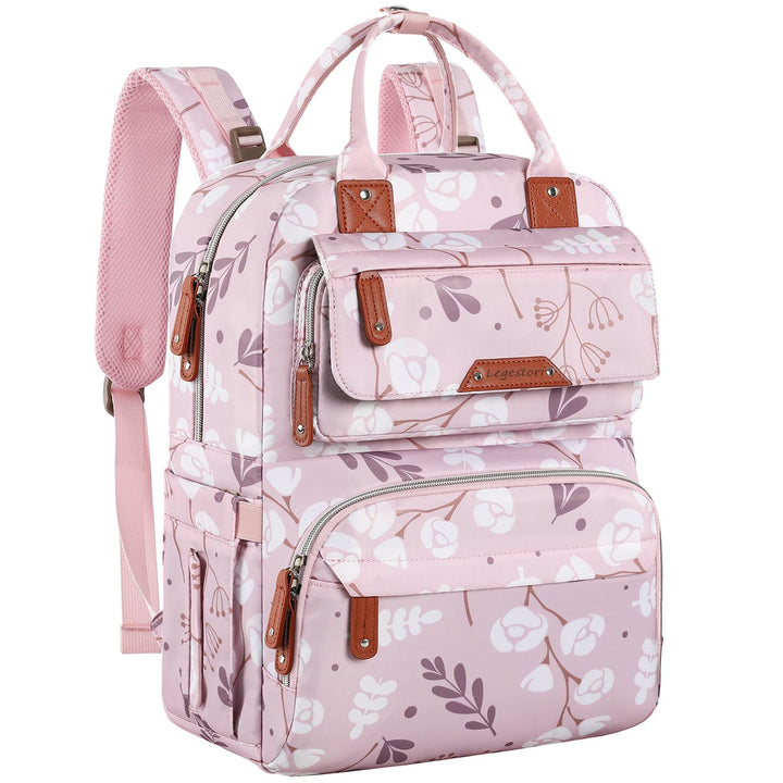 Legestori Diaper Bag Backpack, Baby Girl Diaper Bag with Insulated Pockets and Stroller Straps L-pin