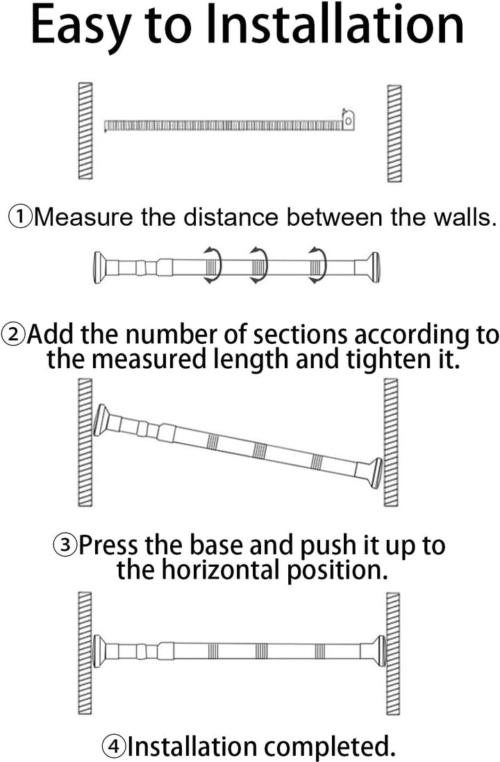 Gardinenstange ohne bohren 48-200cm, Teleskopstange Vorhang, Duschvorhangstange Schwarz Edelstahl, R