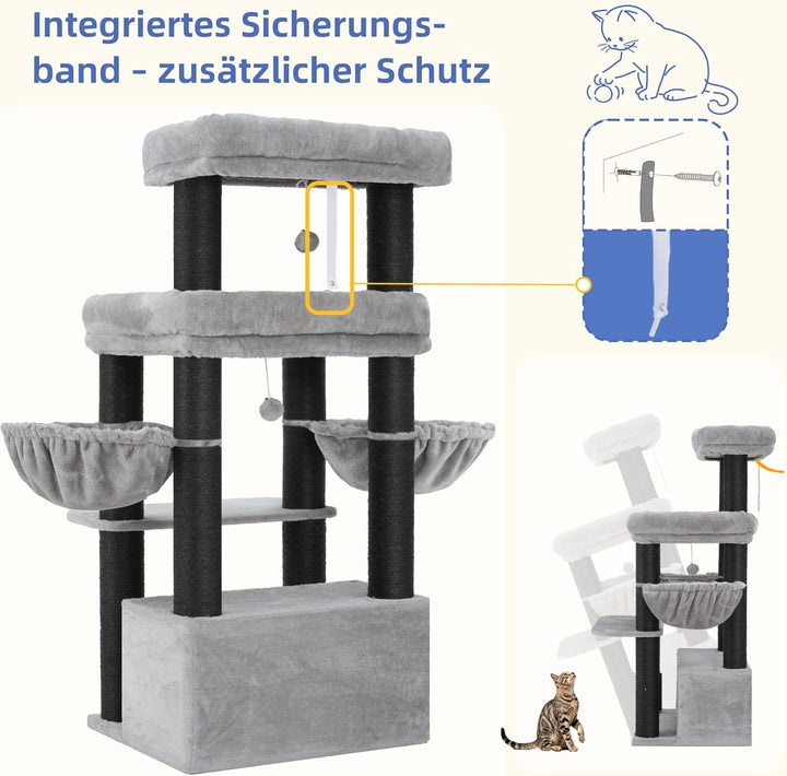Hey-brother Kratzbaum, Stabil Katzenbaum für grosse Katzen und Maine Coons, mit 8 cm dicken Sisal-Kr