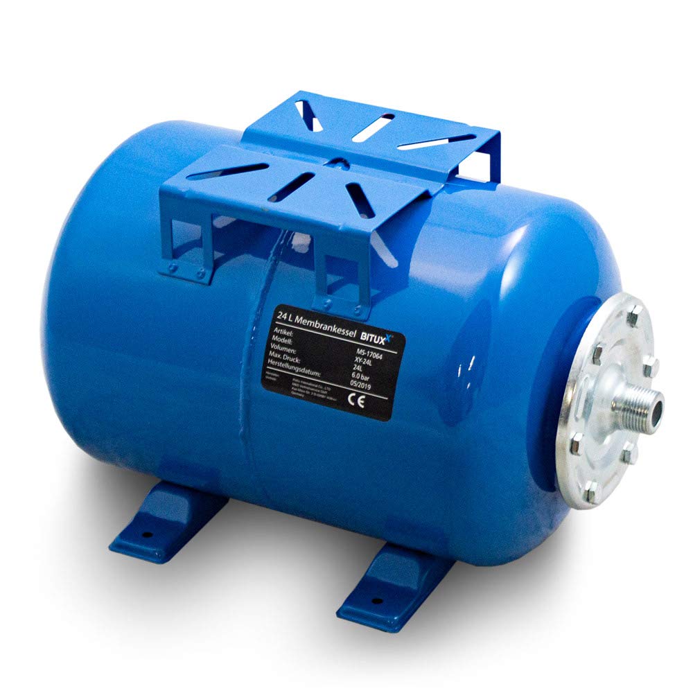 BITUXX® Stahl Membrankessel 24L Druckkessel Hauswasserwerk Kessel inkl Membran 1 Zoll Anschluss max.