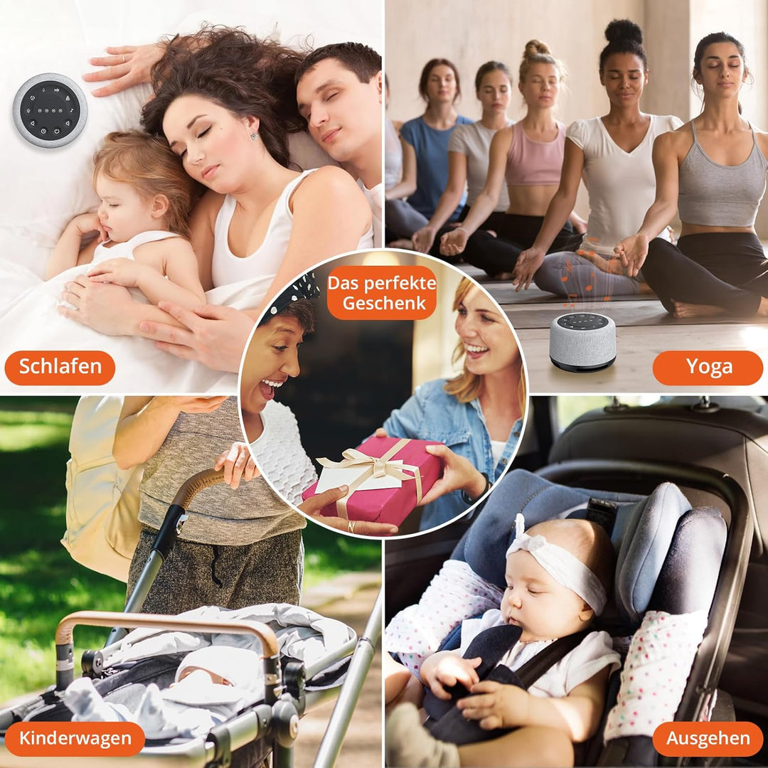 FUNYKICH White Noise Machine, 30 Klänge, Atemtraining, Aufnahmefunktion, 7 Farblicht & Atemlicht, Wi