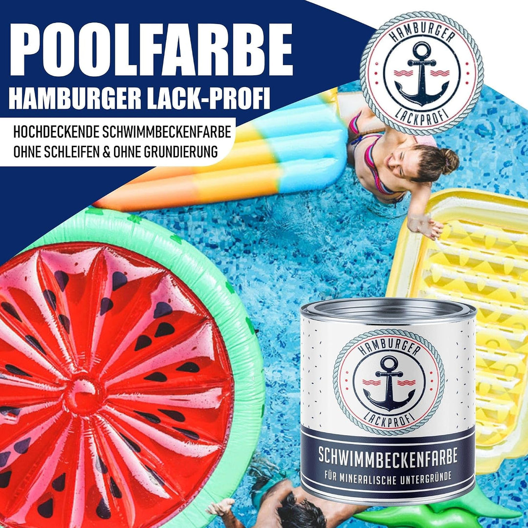 Hamburger Lack-Profi 2-K Schwimmbeckenfarbe GLÄNZEND Signalschwarz RAL 9004 Schwarz für GFK Kunststo