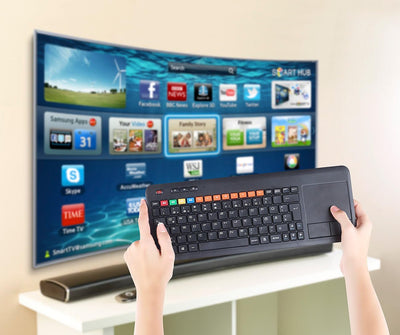 GeneralKeys Smart TV Tastatur: Funk-Tastatur m. Touchpad, für Smart-TVs von Samsung u.v.m., PC, PS3/