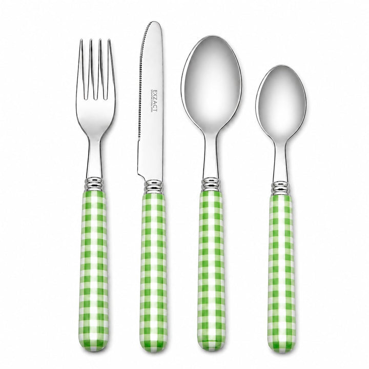 EXZACT Color Edelstahl-Besteck Set 24 Stück - 6 x Tafelgabeln, 6 x Tafelmesser, 6 x Abendessen Löffe