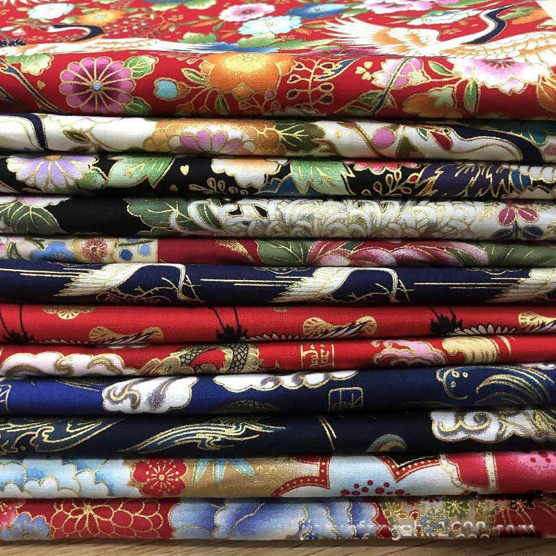 200x150 cm Japanischer Stil Baumwollstoff Meterware Bunt Gedruckt Nähstoffe mit Blume Fächer Fliegen